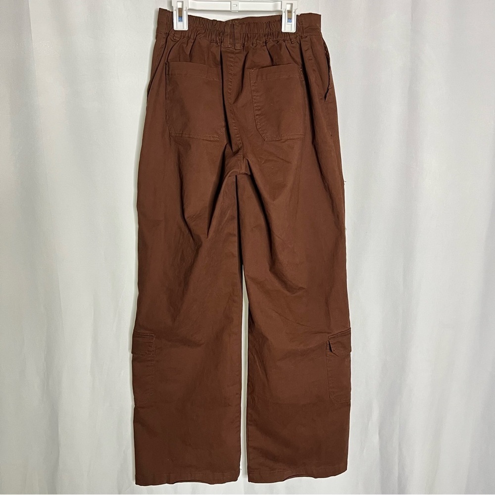 F21 Twill Straight-Leg Cargo Pants Chocolate Brown Size Small - Picture 10 of 10